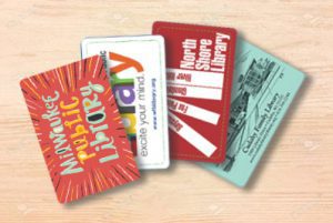 Group of local library cards on a desk