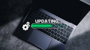 Laptop showing an upgrade happening