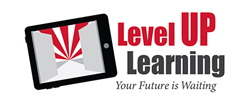 Logo for the Level Up Learning library campaign